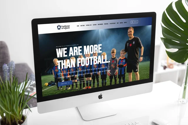 Modern football club website homepage designed for community sports organisation