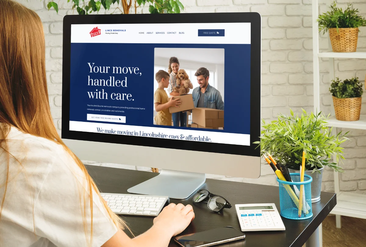 2xN rebuilt Lincs Removals website on laptop and mobile showing modern design and clear service pages