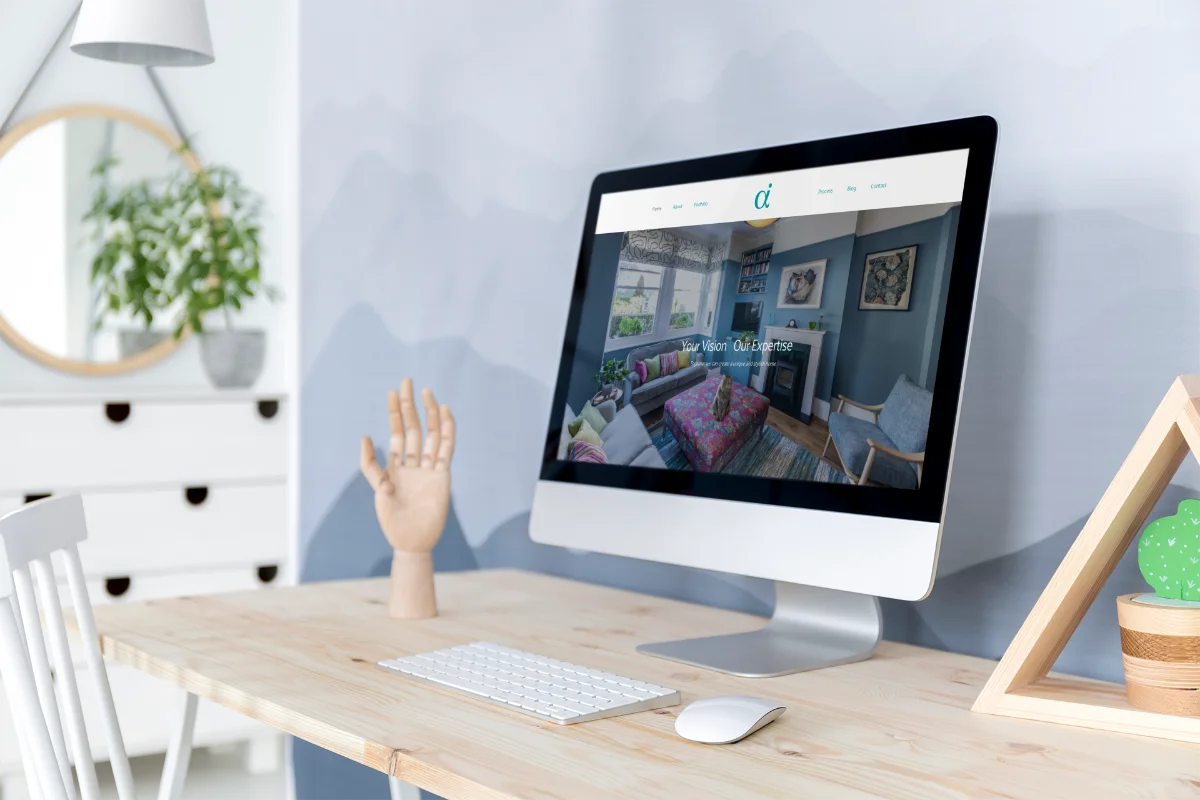 Elegant interior design website homepage showcasing Anna Auzins Interiors' refined aesthetic and portfolio