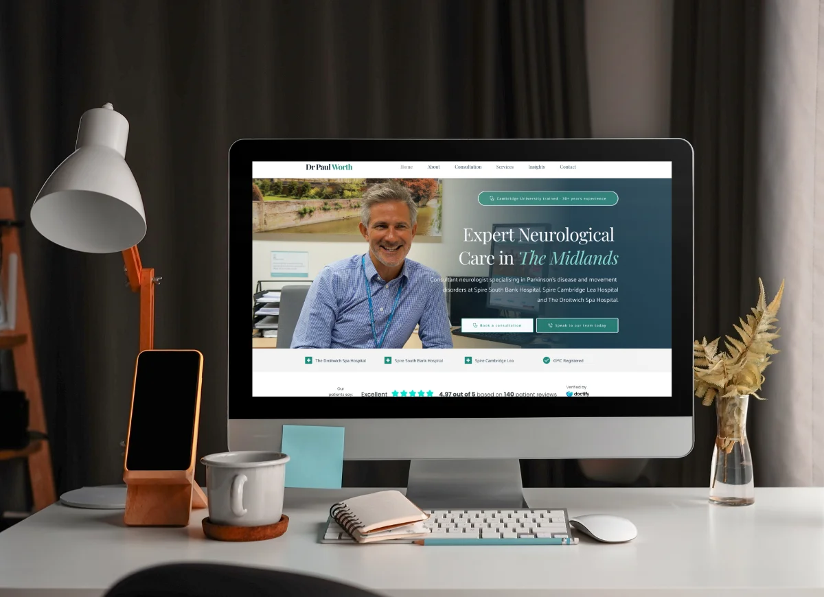 Modern neurological care website design showcasing clean layout and accessible navigation